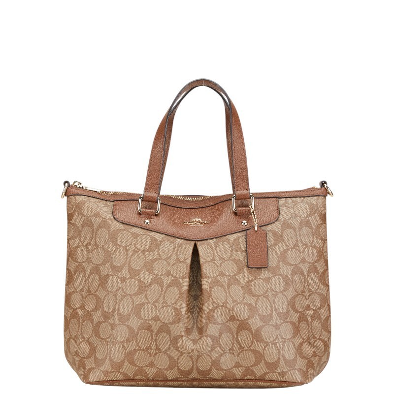 Coach Signature Tote in Beige Brown PVC Leather - Preowned F34614