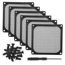 6Pcs 92mm Fan Filter Grills Aluminum Frame Mesh with Accessories, Black