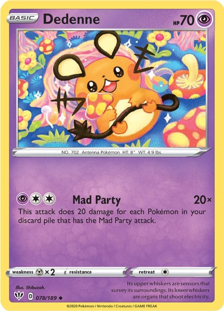 Dedenne 078/189 Uncommon SWSH03: Darkness Ablaze Pokemon Near Mint