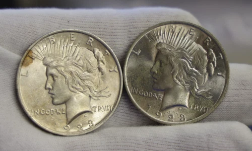 (2) 1923 US Peace Silver Dollar $1 Nice Uncs..