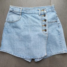 Vintage Gurilla Biscuit Faded Blue Denim Jean Shorts Jorts Skort Skirt 90s Y2K