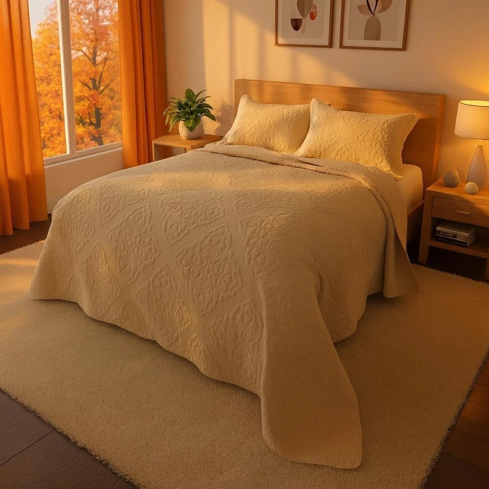 King Size постельного белья одеяло комплект двусторонний хлопок покрывало 3шт король покрывало комплект - Изображение 2 из 4