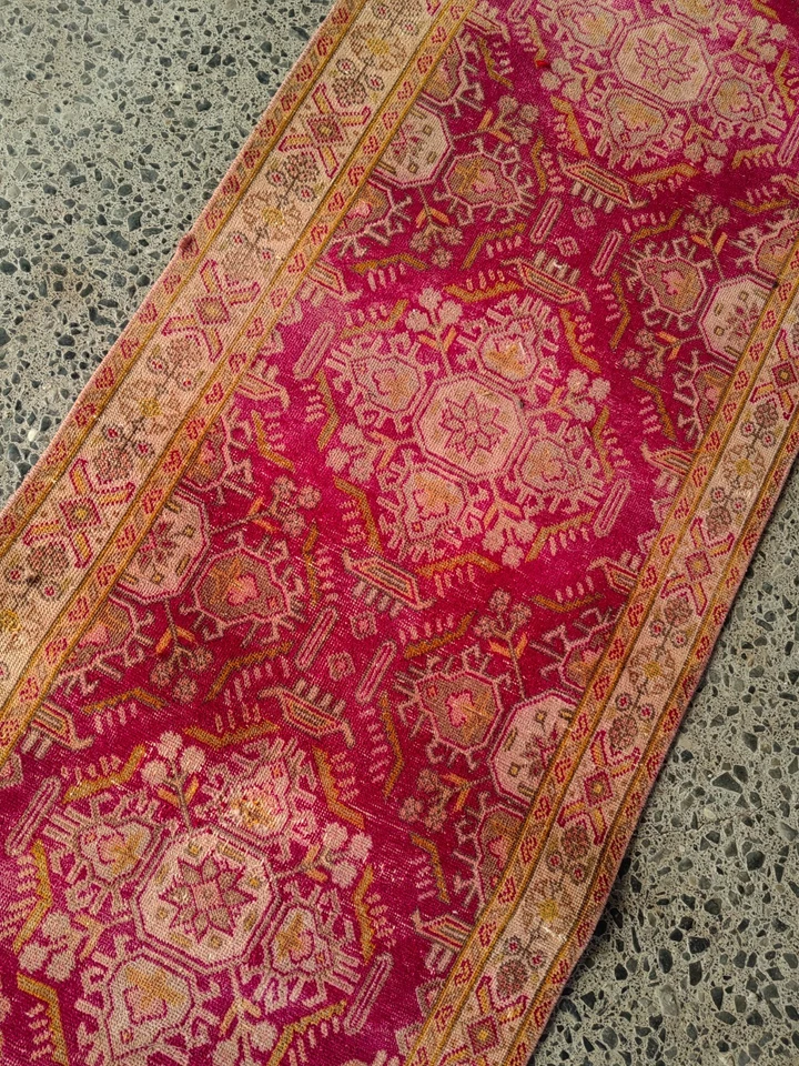 Vintage Hand Knotted Oushak runner ,Turkish Runner rug wool runner boho runner - Image 4 of 4