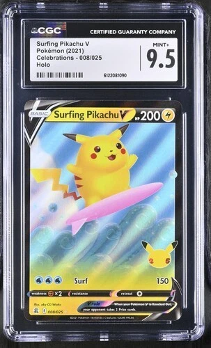 Surfing Pikachu V *CGC 9.5* Holo *Celebrations* #8 *2021* Pokemon