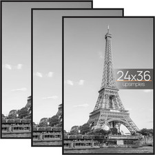 Upsimples 24X36 Poster Frame Black 3 Pack, Scratch-Proof Picture Frames 24 X 36