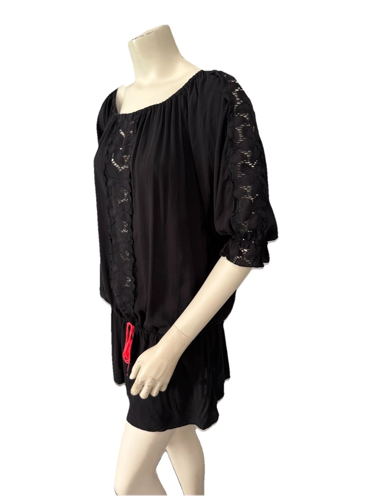 UNDERCOVER Abito Victoria’s Secret donna S nero spalle scoperte copricostume contadino boho pizzo
