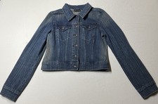 DKNY Women's Blue Denim Jacket Slim Cut Fitted