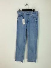 Zara Man Blue Denim Solid Straight Leg Regular Fit Jeans Zip Fly UK W29  NEW