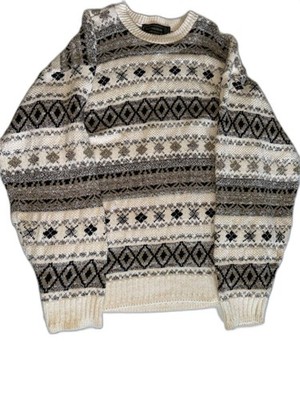 VTG Croft & Barrow Fair Isle Knit Sweater Made in USA 100% Cotton XLT