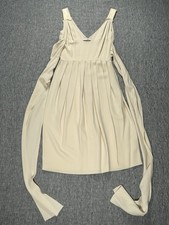 Prada Dress Womens 38 Beige Luxury Pleated Wrap Around Sleeveless Bodice Italy