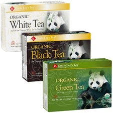 Uncle Lee's Organic White, Black, and Green Tea Variety 3-Pack – Premium Orga...