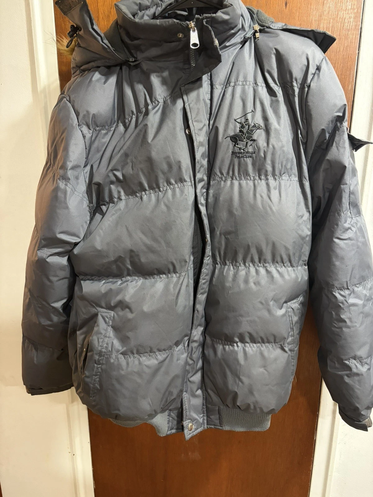 Beverly Hills Polo Club Men's Dark Gray Modern Fit Winter Puffer Jacket Size m