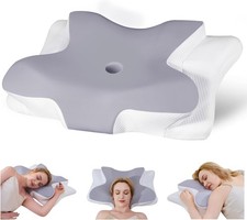 Ergo Pillow for Sleep Apnea, Neck Pain, and Snoring Relief, Standard, Gray