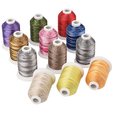 Simthreads 12 Variegated Colors Embroidery Machine Thread 1100 Yards Each For