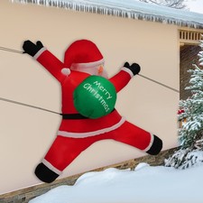 Christmas Inflatables Wearing Christmas Hat Decorations with Built-in LED Lights