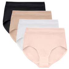 Bali Womens Medium 4 Pack Microfiber Underwear Briefs - Black White Beige