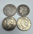 Lot Of (4) Morgan And Peace silver dollar 90%