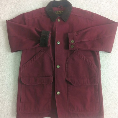 #ad #ad Vintage 90s Eddie Bauer Chore Coat Mens Medium Red Canvas Corduroy Barn Work $45.00