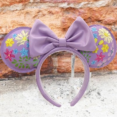 Loungefly Disney Parks Anniversary Flower Minnie Ears Purple Mouse Headband