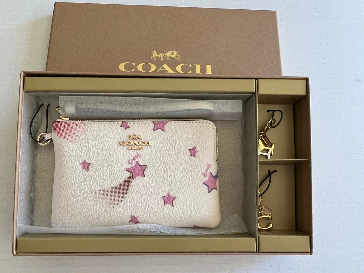 Coach Corner Zip Wristlet with Disco Star Print