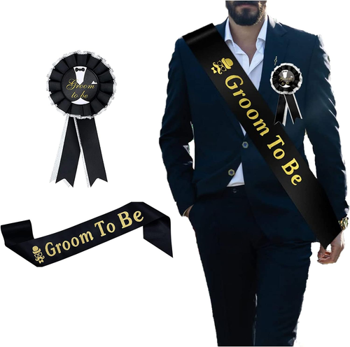 Groom Sash Badge Set,2Pcs Hen Do Accessories Includes Groom to Be Sash & Badg... - Picture 9 of 12