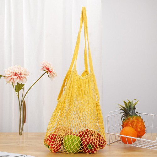 Reusable Cotton Mesh Grocery Bags Foldable Long Handle Net Tote Bag shopping。 - Picture 4 of 33