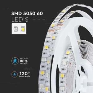 Striscia led 12V V-tac 212155 vt-5050-5 metri-RGB 7W/M IP65
