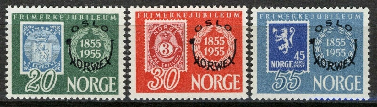 Norway 1955, NK 428-430, Norwex stamp exhibition Oslo set MNH, Mi
