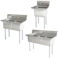 BRAND NEW Commercial Heavy Duty Stainless Steel Sinks - Single, Double, Triple Well - Drainboard Options Available!!