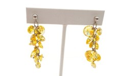 Sterling Silver 925 Yellow Cubic Zirconia Dangle Earrings