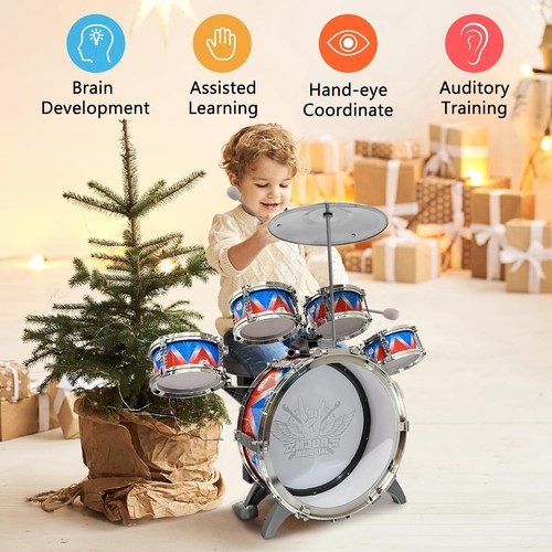 Toddlers Drum Set Kids Jazz Drum Kit Band Rock Drum for 3-5 Years Old Perfect... - Picture 2 of 7