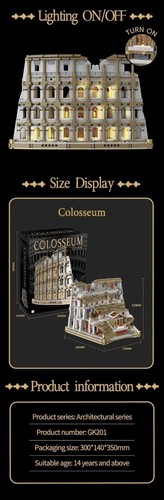NEW USA Rome Colosseum 2900PC LED Building Block Set W/Box & 75+ BONUS FIGURES - Picture 3 of 24