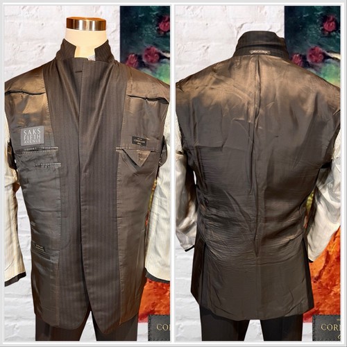 Corneliani Italy 44R 34x30 Brown Blue Gold Multi-Stripe 150s High Quality Suit - Picture 7 of 17