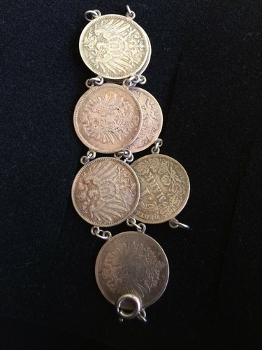 Armband mit sehr alten silbernen Reichsmark Münzen aus 1874 Trachtenschmuck - Bild 2 von 12