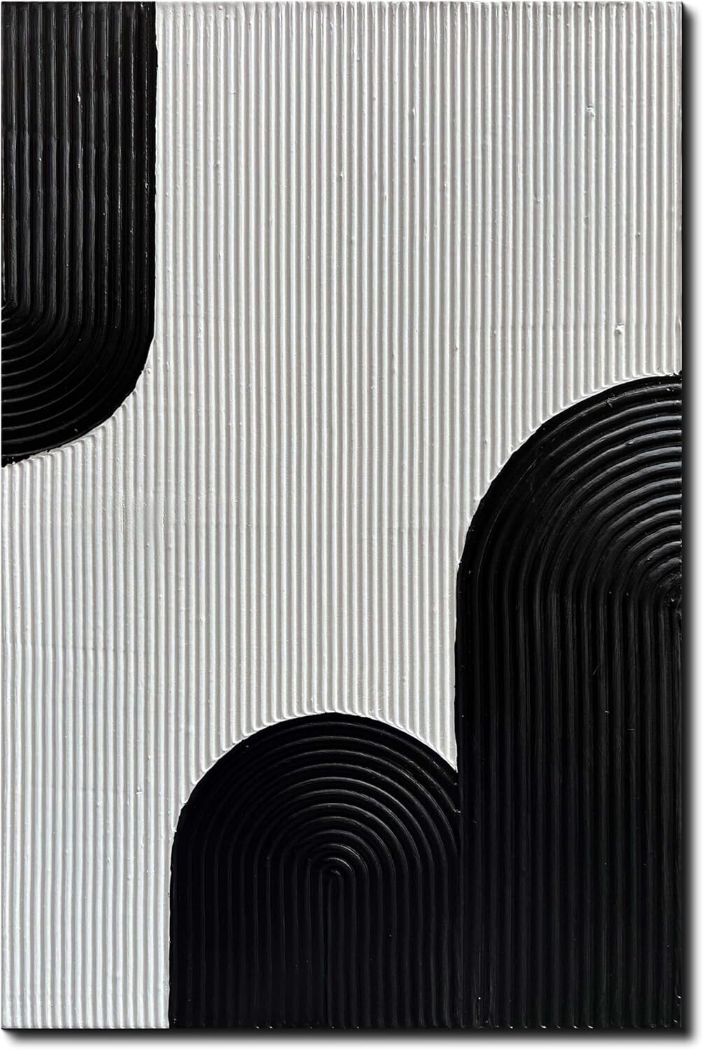 Black and white minimalist canvas hand-painted oil painting decoration mural