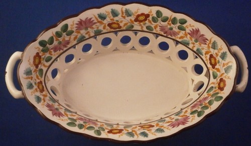 Antique 19thC Spode Creamware Reticulated Basket & Stand Korb English England - Picture 6 of 11