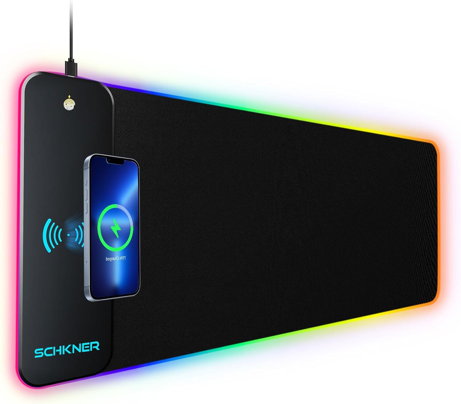 RGB Gaming Mouse Pad with Wireless Charging 15W, Large Desk Mat 800X300X4Mm, 10-image