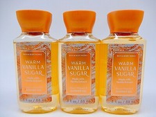 3 BATH BODY WORKS WARM VANILLA SUGAR SHOWER GEL 3 oz TRAVEL SIZE NEW