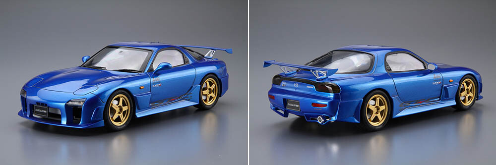 Mazda RX-7 FD3S Coupe Weiß 1/24 Modellbausatz Von Aoshima Mit Individuellem Wunschkennzeichen