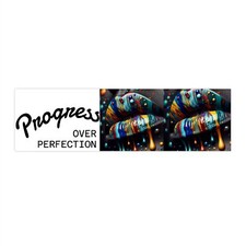 Colorful Progress Over Perfection Bumper Stickers, Car Decals, ... 