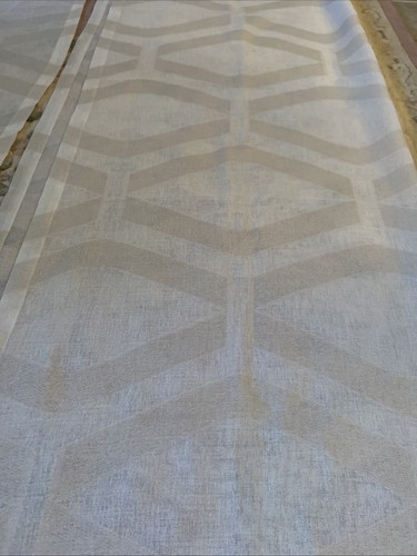 2 West Elm Sheer Curtain Panels Beige Diamond Geometric, 48“X96” - Picture 2 of 6