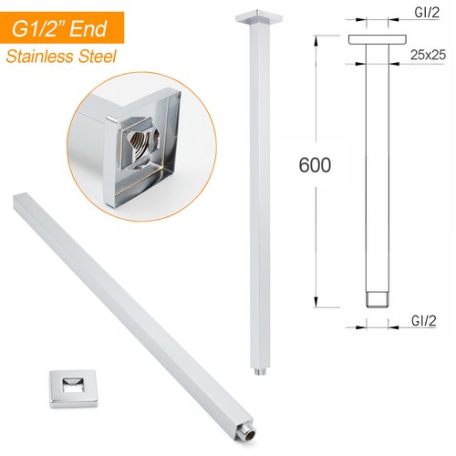 Chrome/Black Brass Shower Arm Extension Wall Gooseneck Ceiling Dropper For Head - Picture 64 of 112