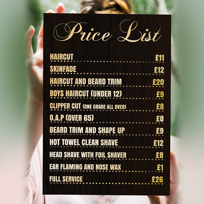 Friseursalon Salon Werbung Preisliste Schild Tafel Poster - A5 A4 A3