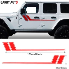 2x Universal Red Door Fender Hash Hockey Stripe Graphics Vinyl Front Hood Decal