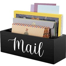 Mail Organizer, Mail Holder with 2 Slots, Mail Black Mail Holder-2 Slots