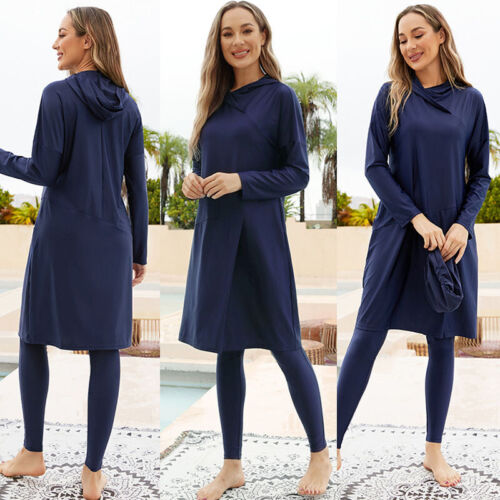 3pcs Full Cover Women Swimwear Muslim Hijab Burkini Swimsuit Bathing Beachwear - Picture 11 of 19