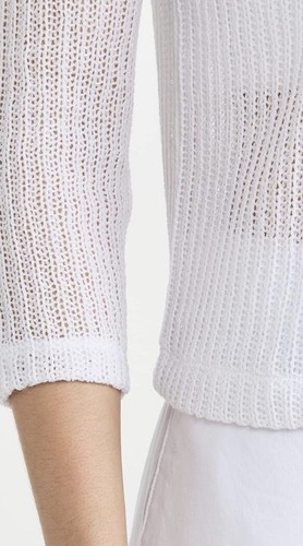 Vince Women's Bracelet 3/4 Sleeve Crewneck Sweater White Knit Lightweight XS - Picture 7 of 14
