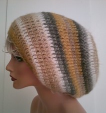NEW BEIGE BONE MULT COLOR BAGGIE BAGGY SLOUCHY BEANIE HAT TAM CAP RASTA DREADS