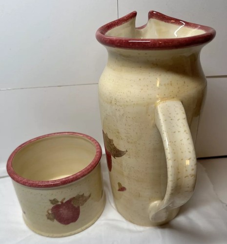2005 Blue Sky Pitcher & Sm. Bowl with Raised Apples 9" - Picture 6 of 14