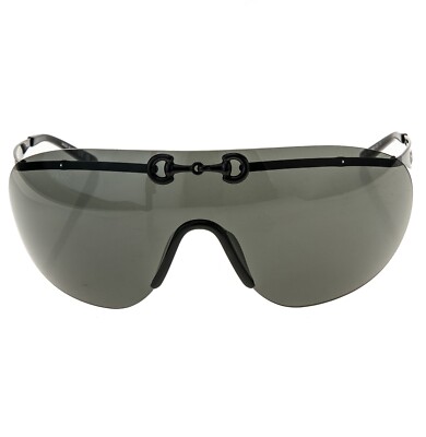 GUCCI HORSEBIT 1656 Black Metal Mask Wrap Shield Gg1656S Unisex